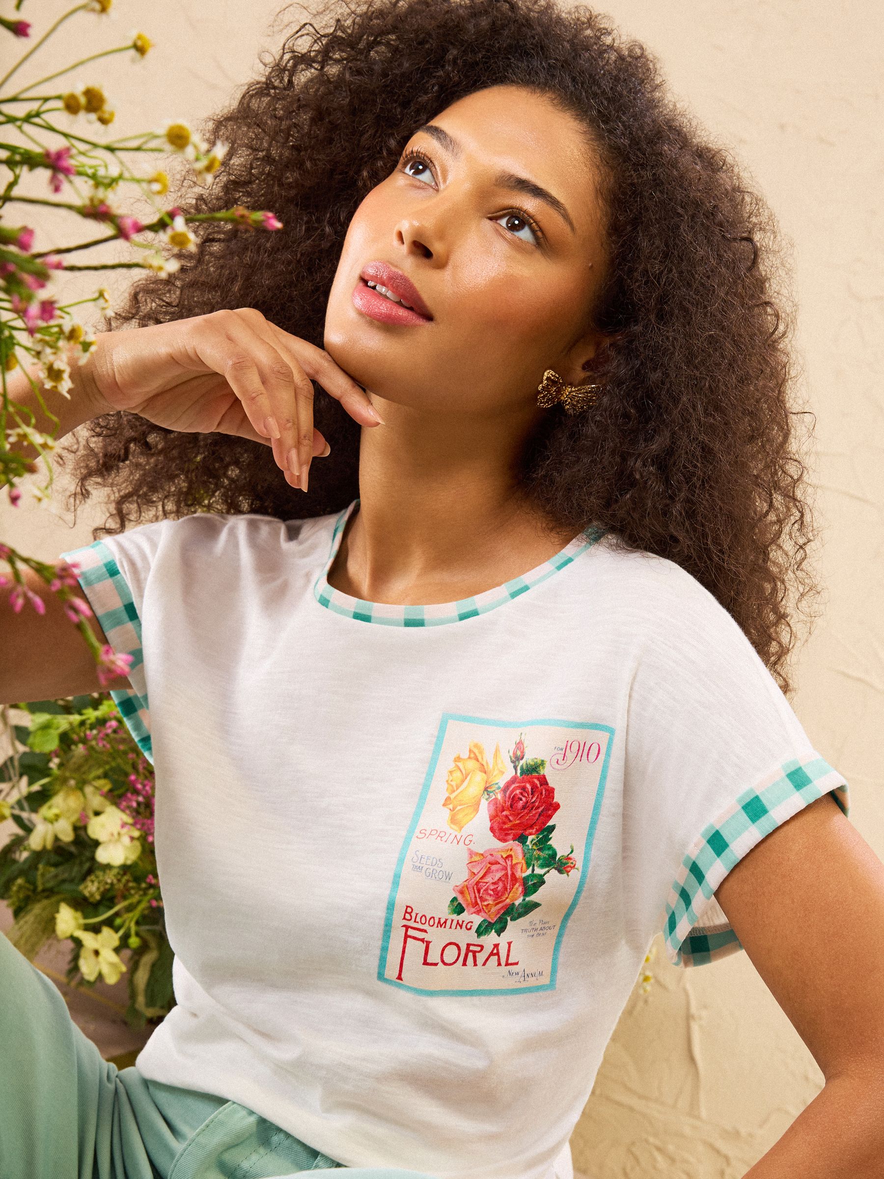 Buy Love & Roses x RHS Ivory Seed Packet Print Crew Neck Jersey T