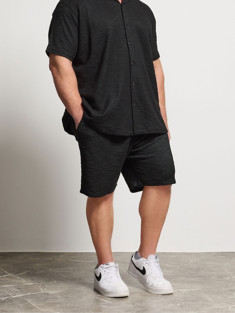 BadRhino Big & Tall Black Textured Shorts - Image 2 of 5