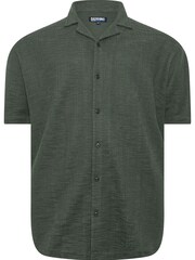 BadRhino Big & Tall Green Textured Short Sleeve Revere Shirt - Image 1 of 1