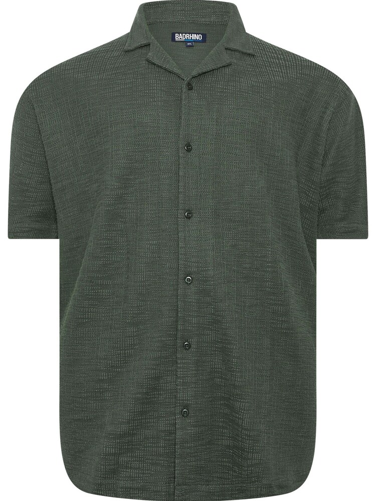 BadRhino Big & Tall Green Textured Short Sleeve Revere Shirt - Image 1 of 1