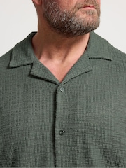 BadRhino Big & Tall Green Textured Short Sleeve Revere Shirt - Image 4 of 5