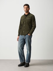 Khaki Green Cord Western Styling Long Sleeve Shirt - Image 2 of 7