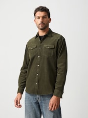 Khaki Green Cord Western Styling Long Sleeve Shirt - Image 3 of 7