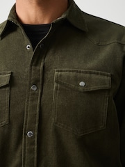 Khaki Green Cord Western Styling Long Sleeve Shirt - Image 4 of 7