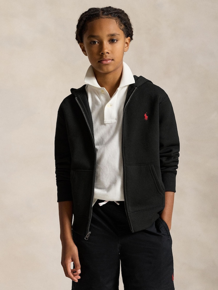 Polo Ralph Lauren Black Zip Through Logo Hoodie - Image 1 of 6