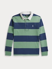Polo Ralph Lauren Blue Block Stripe Rugby Shirt - Image 1 of 2