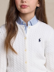 Polo Ralph Lauren White Cable Knit Button Through Cardigan - Image 3 of 5