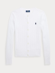 Polo Ralph Lauren White Cable Knit Button Through Cardigan - Image 4 of 5