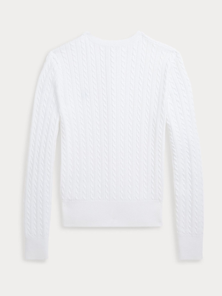Polo Ralph Lauren White Cable Knit Button Through Cardigan - Image 5 of 5