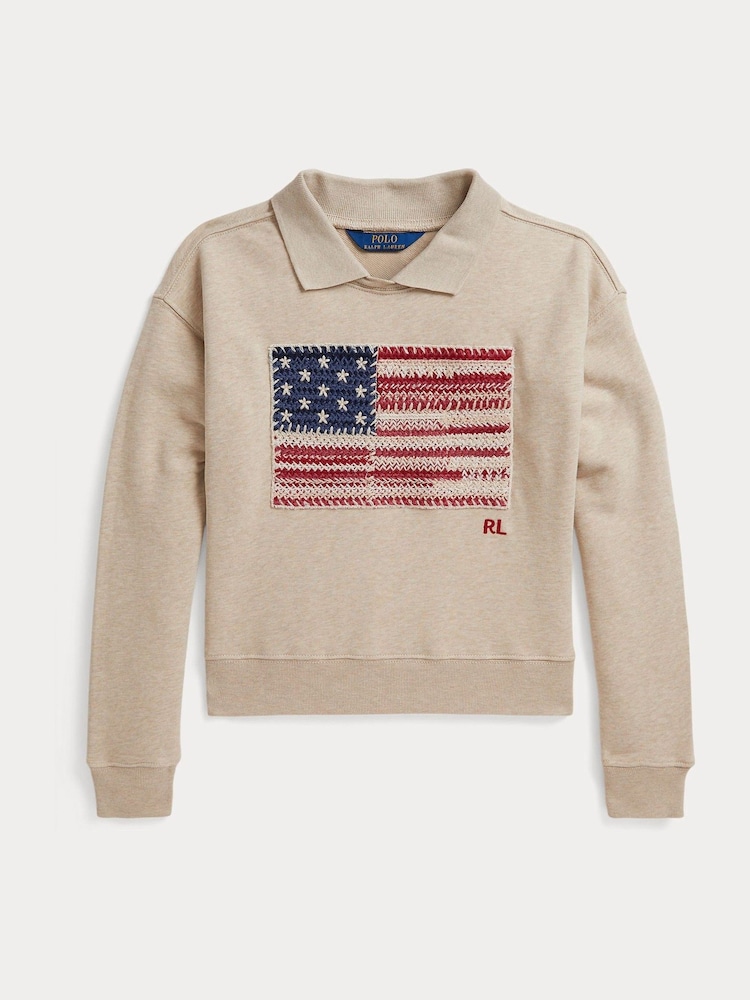 Polo Ralph Lauren Iconic Graphic Flag Collared Sweatshirt - Imagen 1 de 2