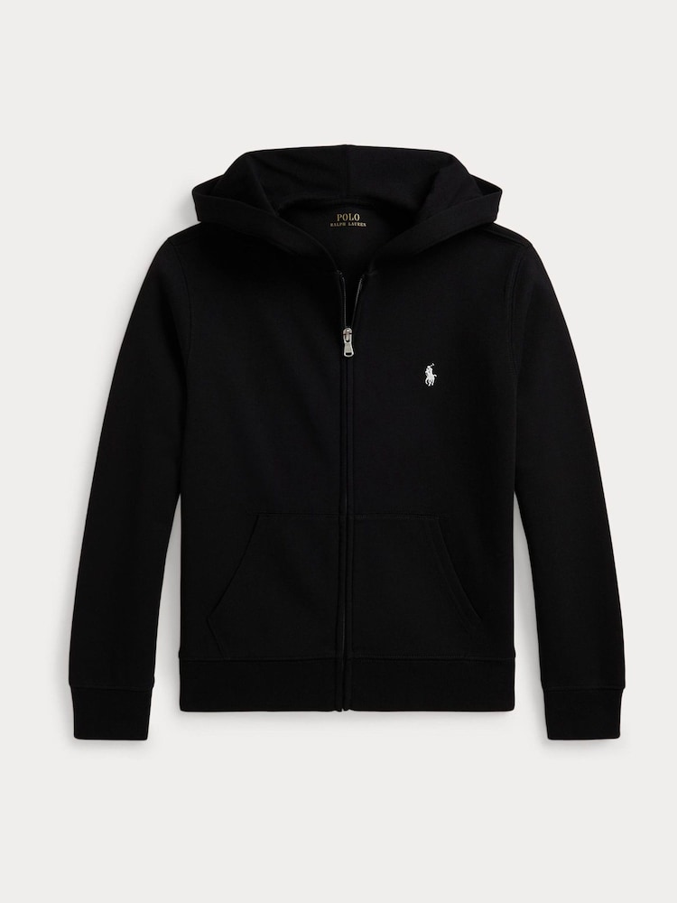 Polo Ralph Lauren Black Double Knit Tech Zip Through Hoodie - Image 1 of 2