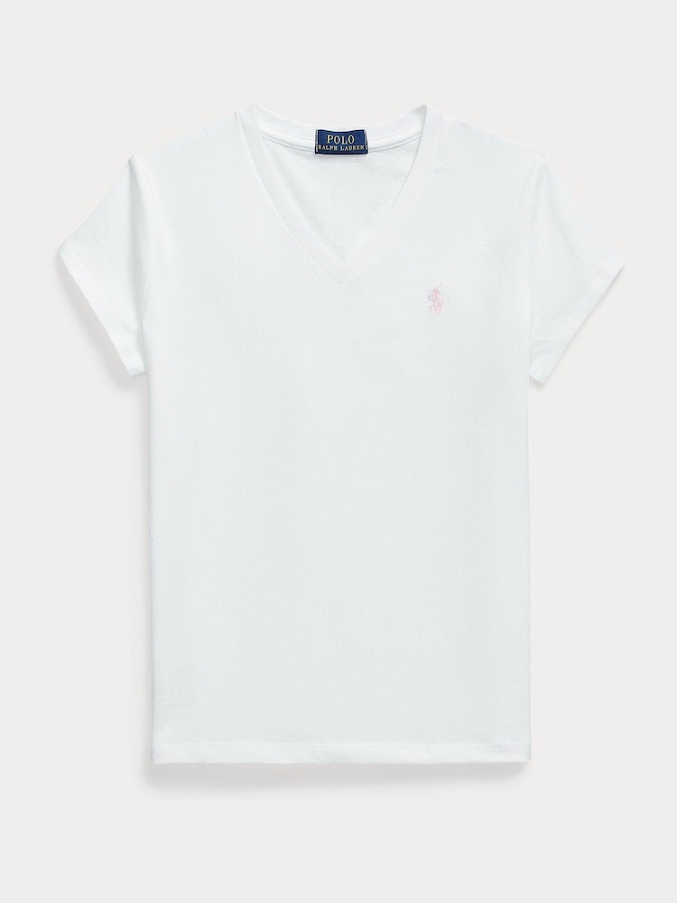 Polo Ralph Lauren White V-Neck Jersey T-Shirt - Image 1 of 2