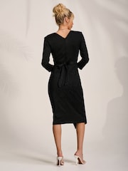 Jolie Moi Black Wrap Bodycon Dress - Image 2 of 6