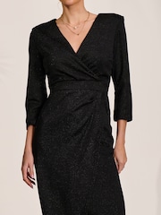 Jolie Moi Black Wrap Bodycon Dress - Image 3 of 6