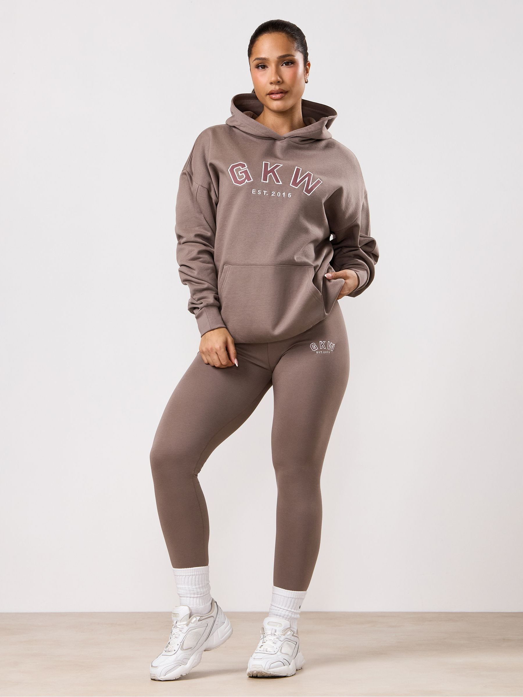 Gym King Women's Taupe Brown Relaxed Fit Hoodie