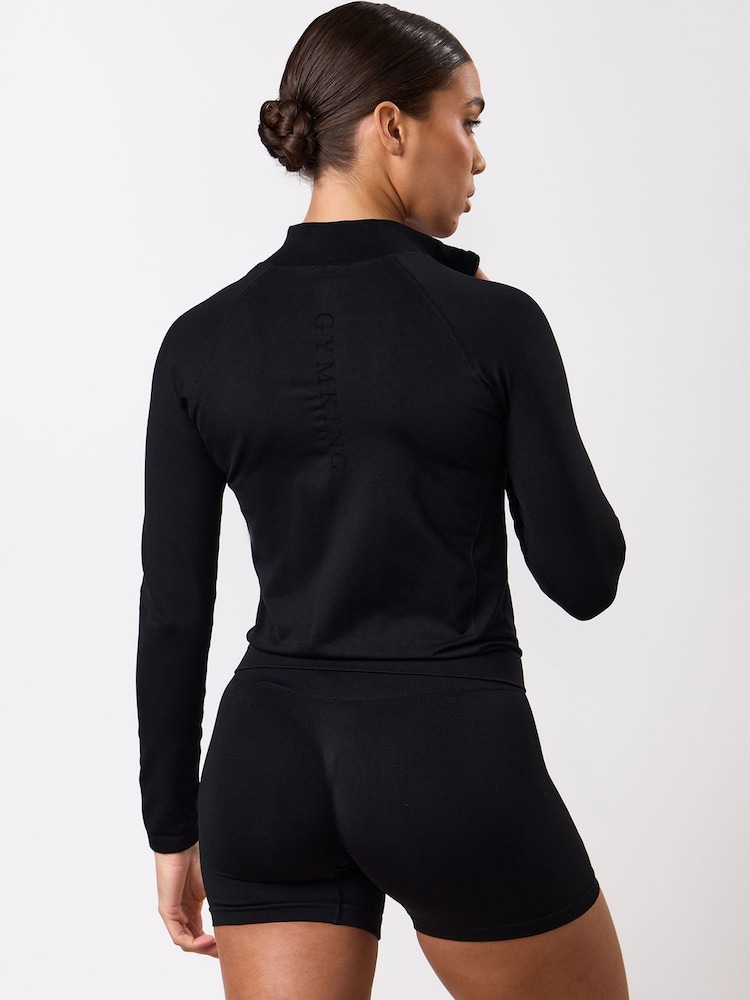 Gym King Black Power Lightweight Seamless Funnel Jacket - Image 2 of 4