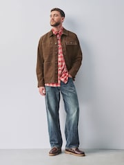 Chocolate Brown Canvas Cord Collar Shacket - Image 2 of 9