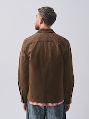 Chocolate Brown Canvas Cord Collar Shacket - Image 3 of 9