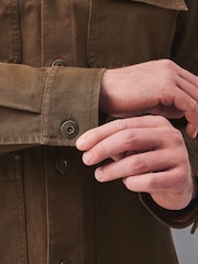Chocolate Brown Canvas Cord Collar Shacket - Image 6 of 9