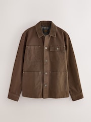 Chocolate Brown Canvas Cord Collar Shacket - Image 7 of 9