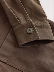 Chocolate Brown Canvas Cord Collar Shacket - Image 8 of 9