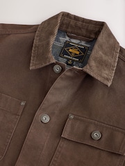 Chocolate Brown Canvas Cord Collar Shacket - Image 9 of 9