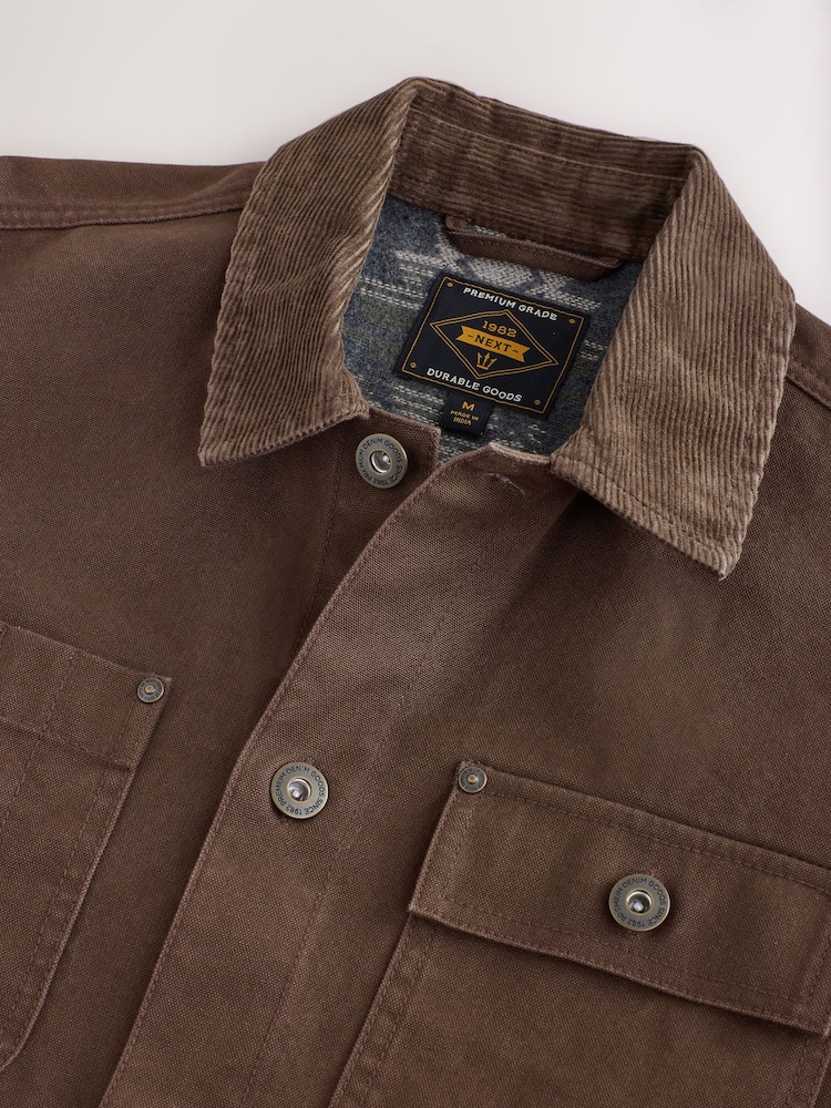 Chocolate Brown Canvas Cord Collar Shacket - Image 9 of 9 Chocolate Brown Canvas Cord Collar Shacket - Image 9 of 9