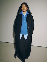Navy Belted Unlined Coat - Image 2 of 6