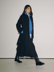 Navy Belted Unlined Coat - Image 3 of 6