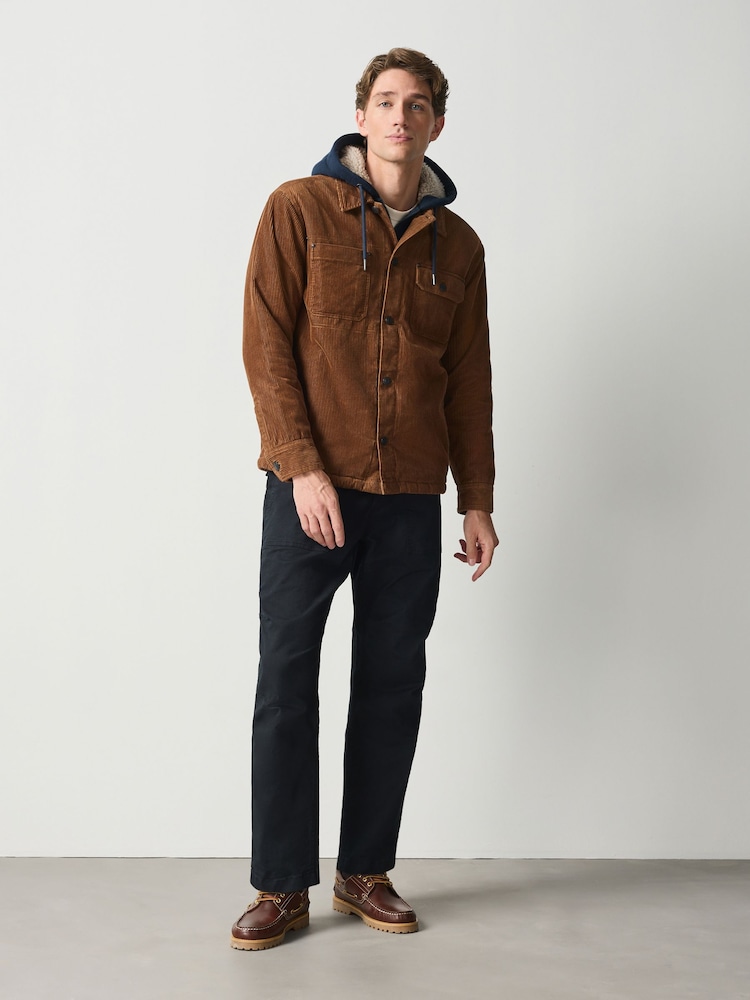 Brown Quilted Cord Borg Lined Hoodie Shacket - Image 2 of 9 Brown Quilted Cord Borg Lined Hoodie Shacket - Image 2 of 9