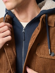 Brown Quilted Cord Borg Lined Hoodie Shacket - Image 5 of 9