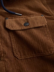 Brown Quilted Cord Borg Lined Hoodie Shacket - Image 9 of 9