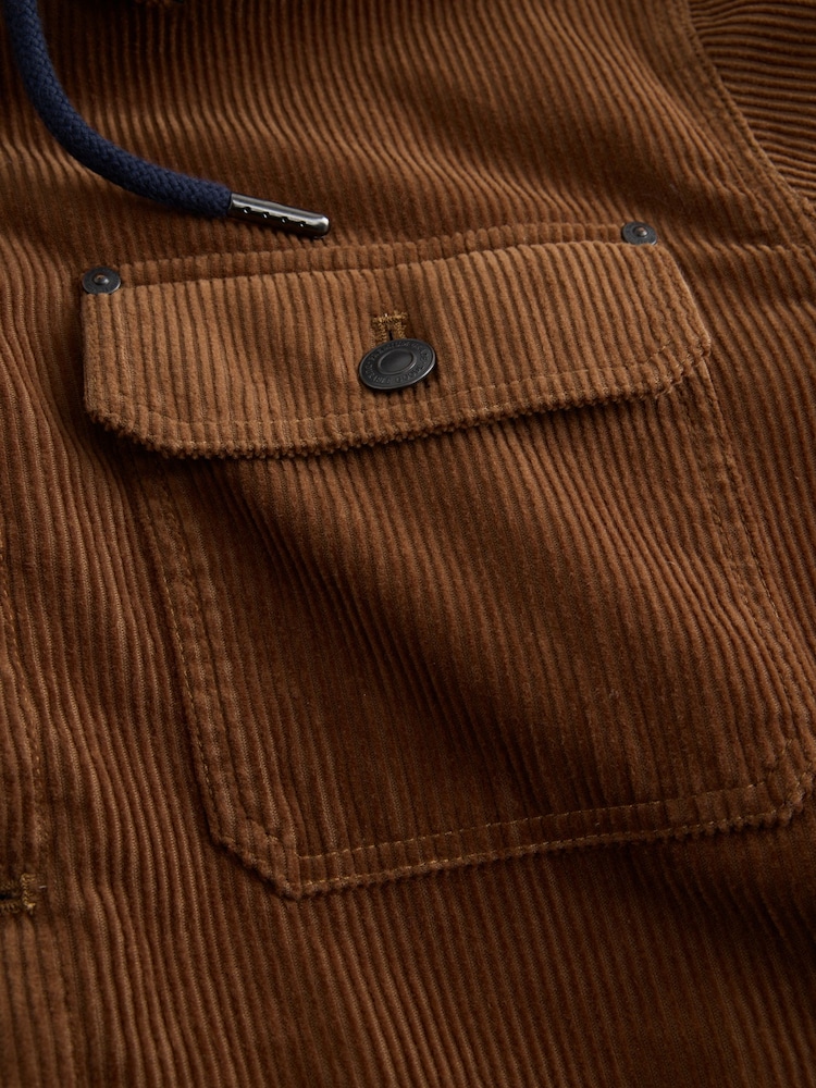Brown Quilted Cord Borg Lined Hoodie Shacket - Image 9 of 9 Brown Quilted Cord Borg Lined Hoodie Shacket - Image 9 of 9