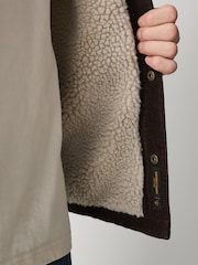 朱古力啡色 - Quilted Cord Borg Lined Shacket - 圖片 2，共 5
