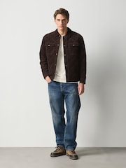 朱古力啡色 - Quilted Cord Borg Lined Shacket - 圖片 3，共 5