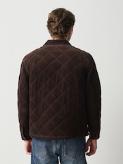 朱古力啡色 - Quilted Cord Borg Lined Shacket - 圖片 4，共 5