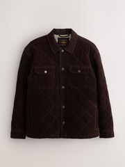 Chocolate Brown Quilted Cord Borg Lined Shacket - Image 6 of 9