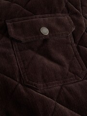 Chocolate Brown Quilted Cord Borg Lined Shacket - Image 9 of 9