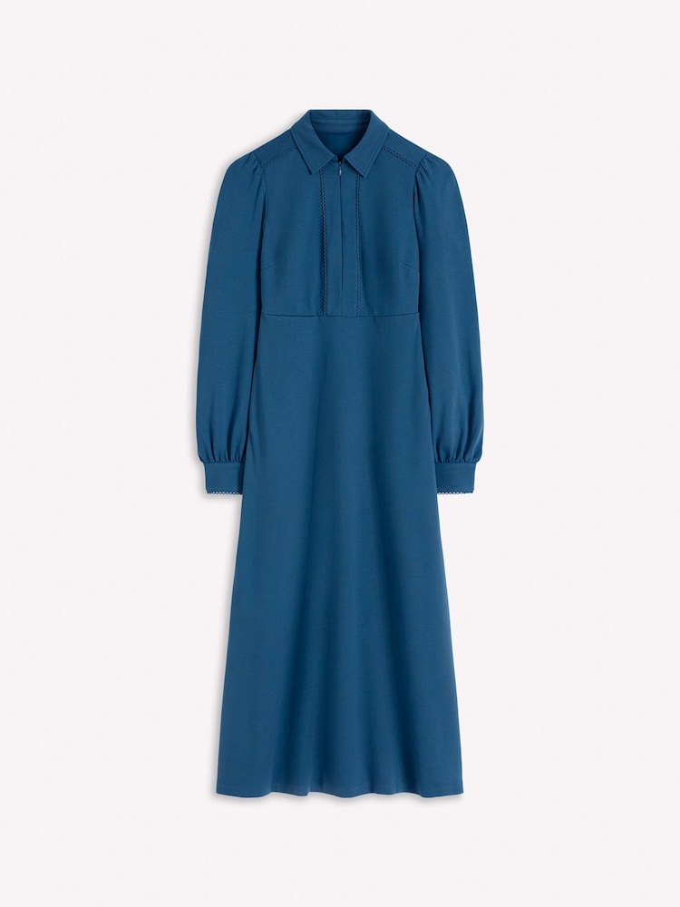 Boden Blue Pip Zip-Up Ponte Midi Dress - Image 4 of 4