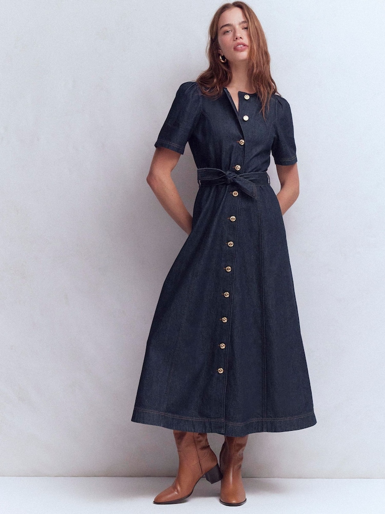 Boden Button Detail Denim Dress - 5의 이미지 1