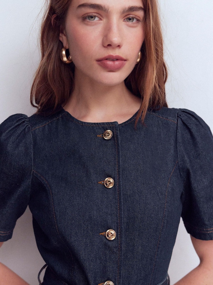Boden Button Detail Denim Dress - 5의 이미지 2