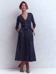 Boden Blue Long Sleeve Mix Media Dress - Image 4 of 5