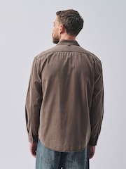 Chocolate Brown Garment Dye Washed Long Sleeve Overshirt - Image 3 of 9