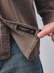 Chocolate Brown Garment Dye Washed Long Sleeve Overshirt - Image 5 of 9
