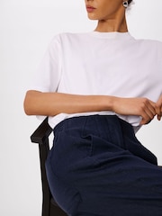 Whistles Blue Petite Linen Barrel Leg Trousers - Image 2 of 6