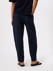 Whistles Blue Petite Linen Barrel Leg Trousers - Image 3 of 6
