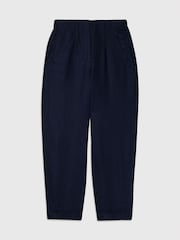 Whistles Blue Petite Linen Barrel Leg Trousers - Image 5 of 6