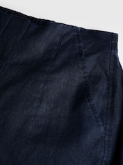Whistles Blue Petite Linen Barrel Leg Trousers - Image 6 of 6