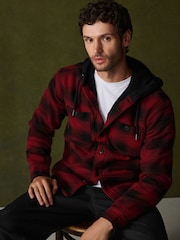 Red Borg Lined Hooded Check Shacket - Image 1 of 5