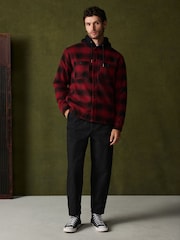 Red Borg Lined Hooded Check Shacket - Image 2 of 5